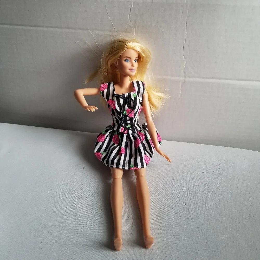 barbie black and white striped dress Striped barbie